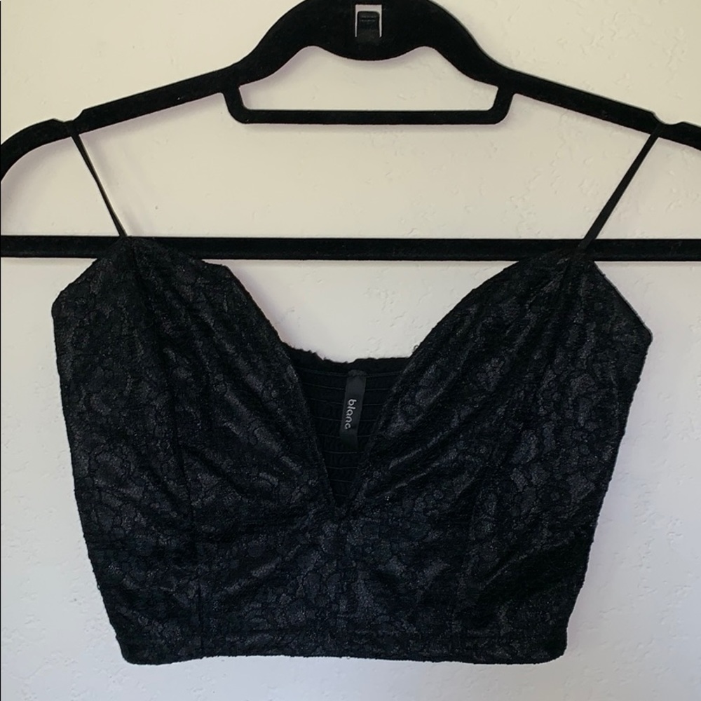 Black strapless crop top